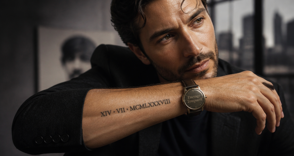 tatouage date de naissance homme avant-bras