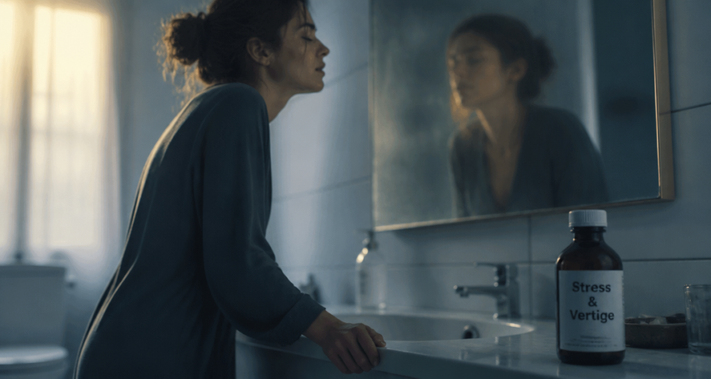 stress vertige femme miroir salle de bain