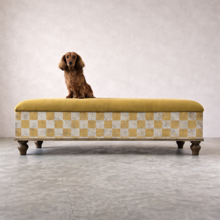 Yellow Checkered Footstool