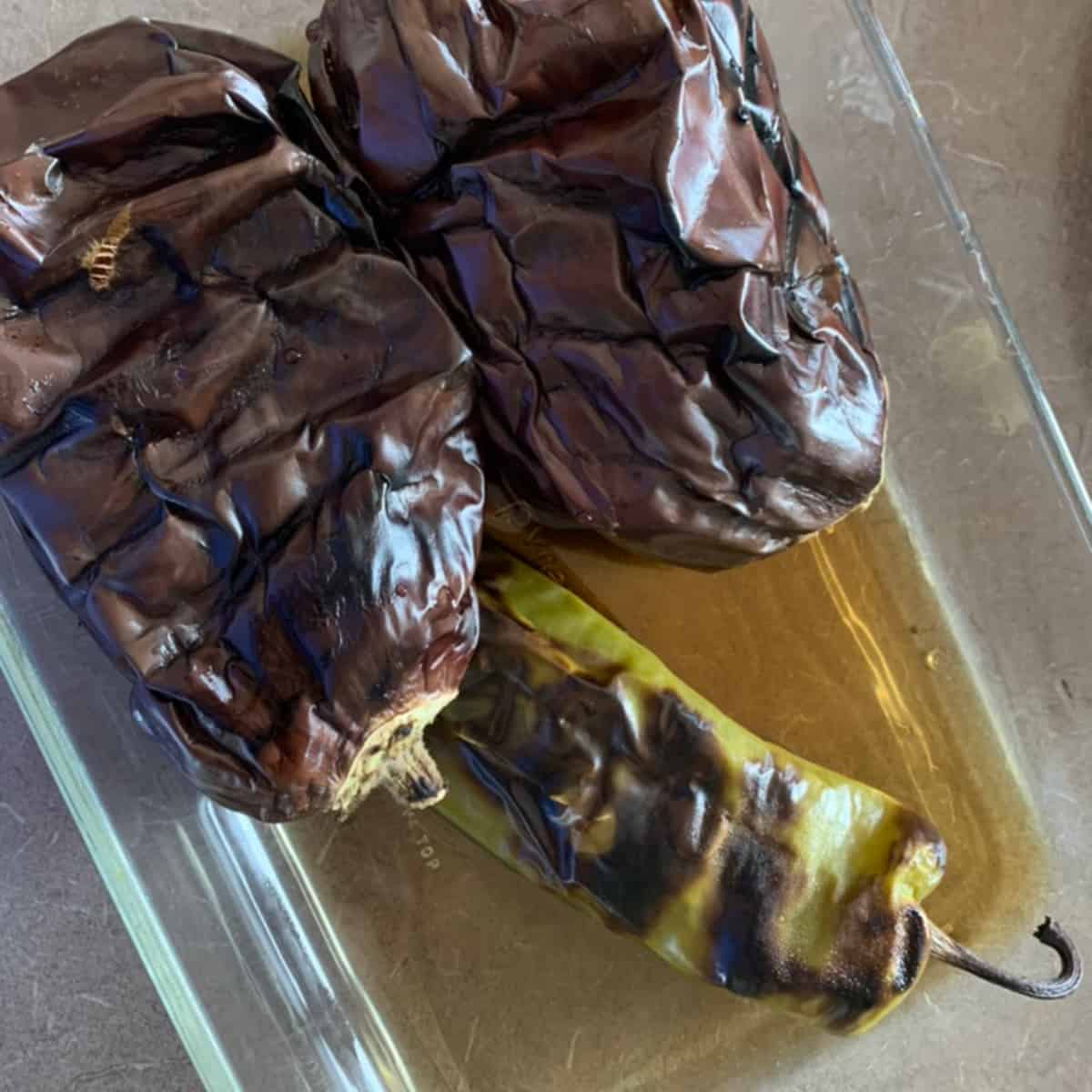 Roasted Eggplants ready to peal.