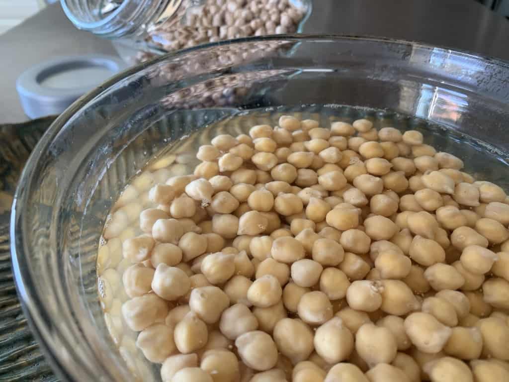 Chickpeas Soaking in water.