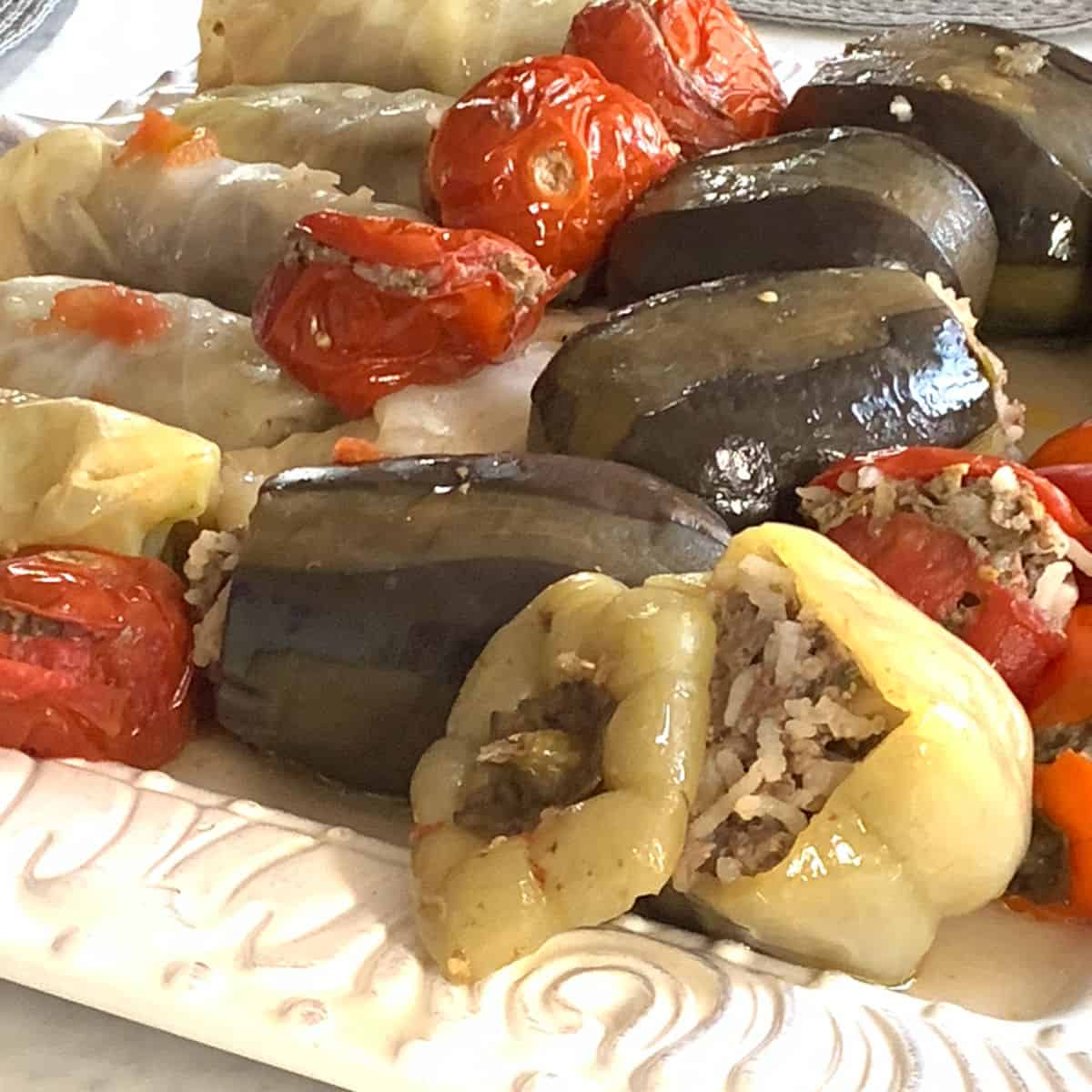 Tolma served on a platter.