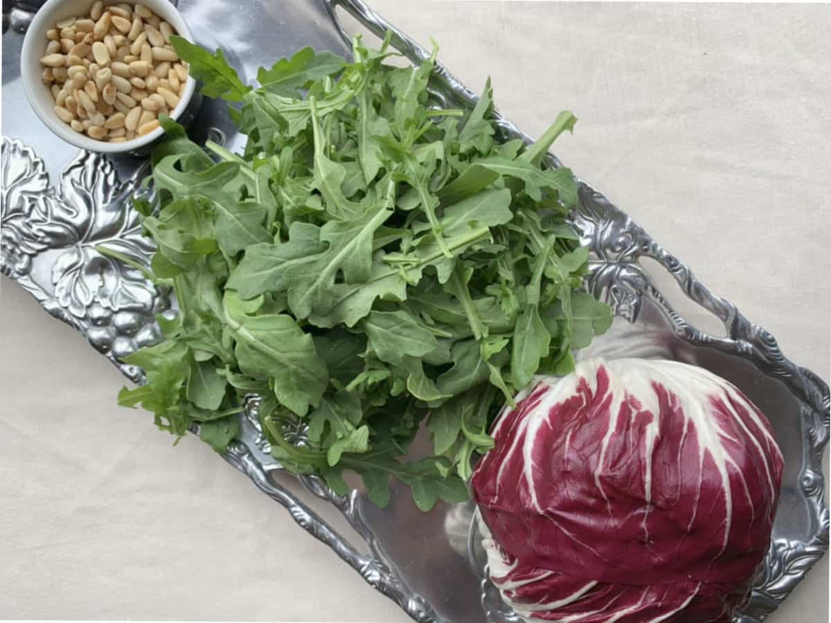 Arugula and a head of Radicchio.