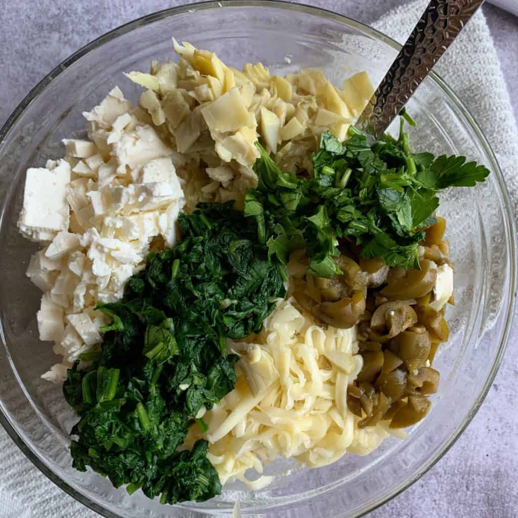 Stuffed shell filling ready to be mixed.