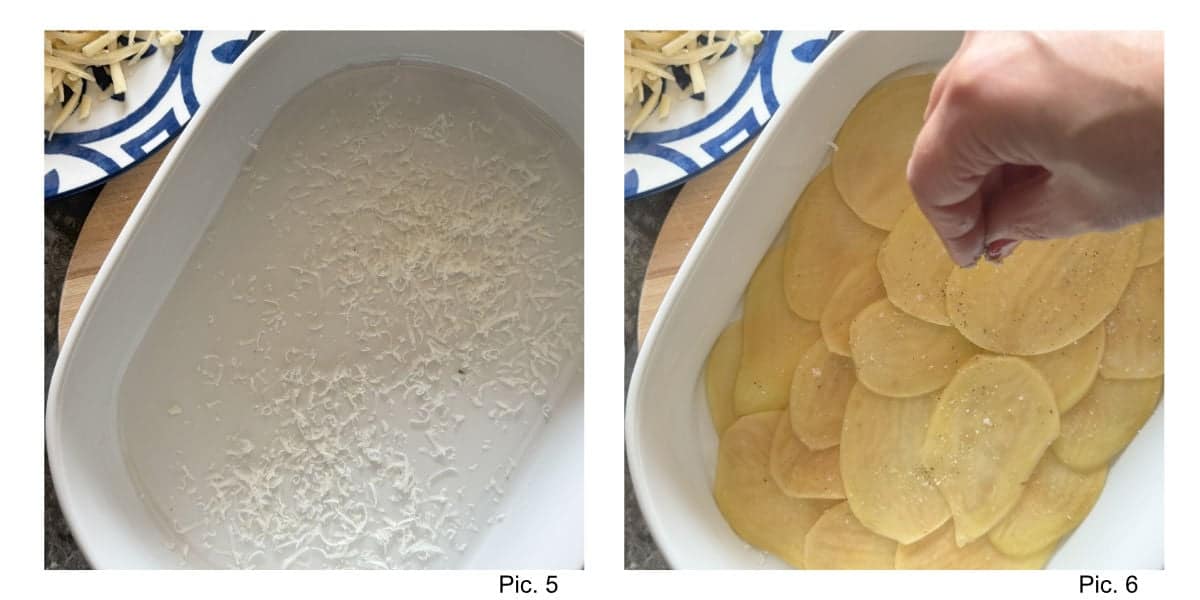 Layering the potatoes.