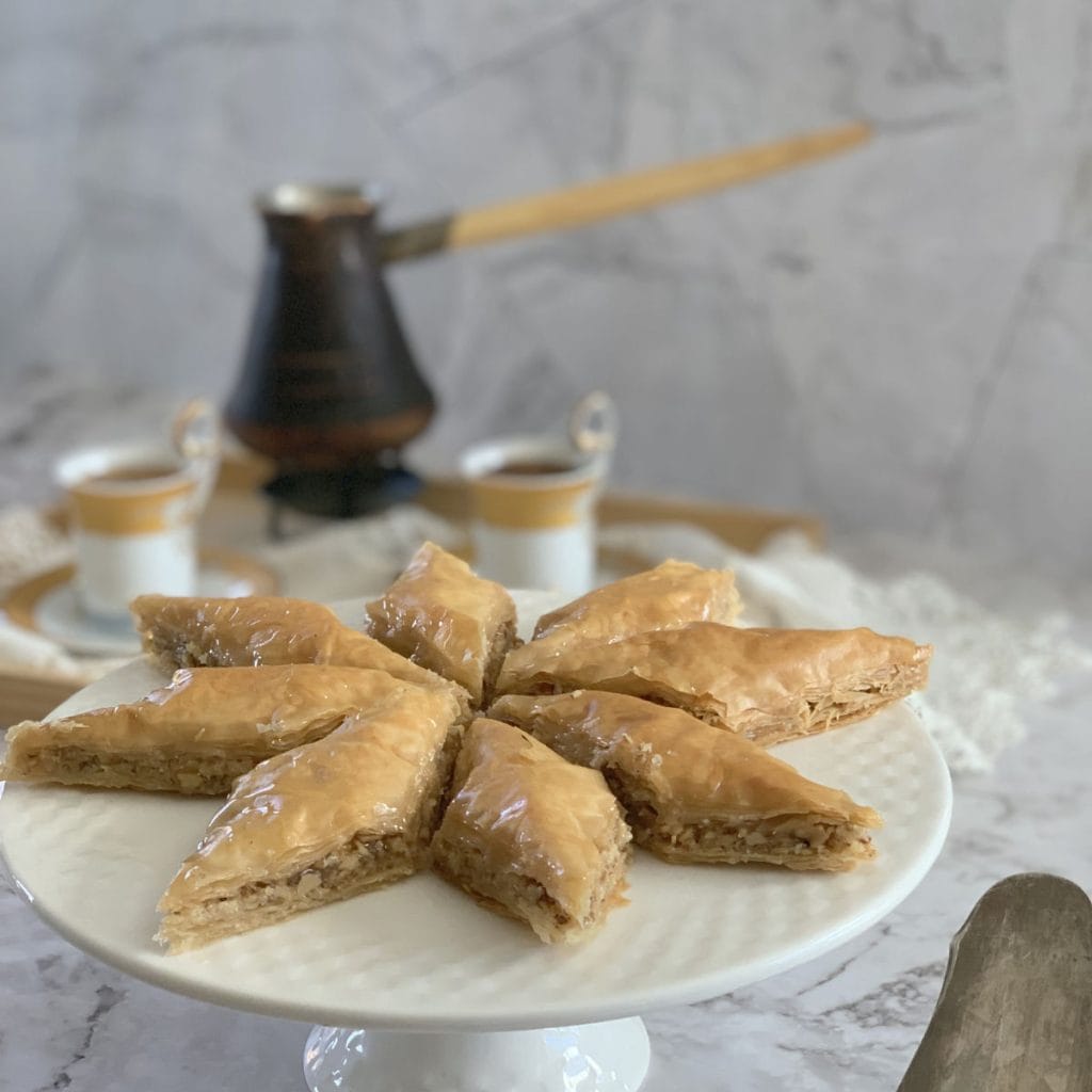 Baklava with coffee.