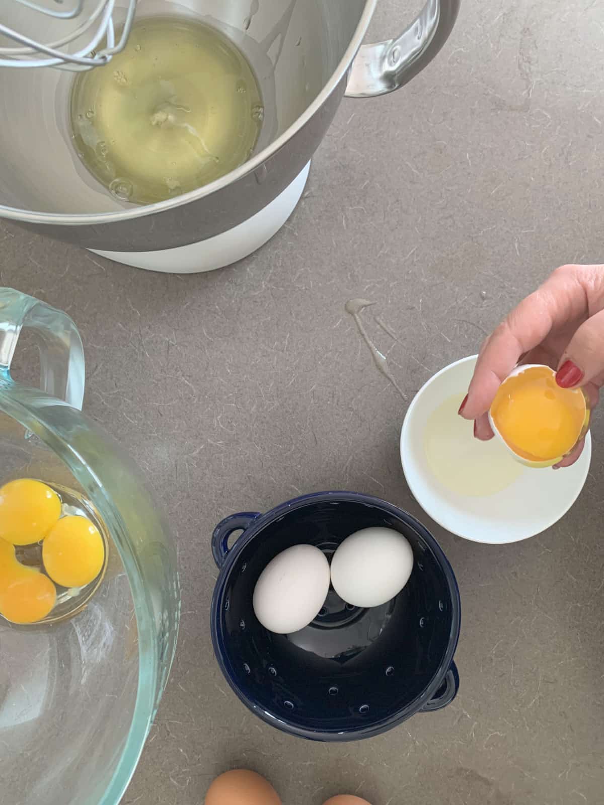 Cracking Eggs one by one.