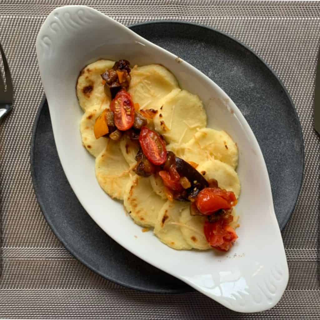 Gnocchi Alla Romana on a baking dish