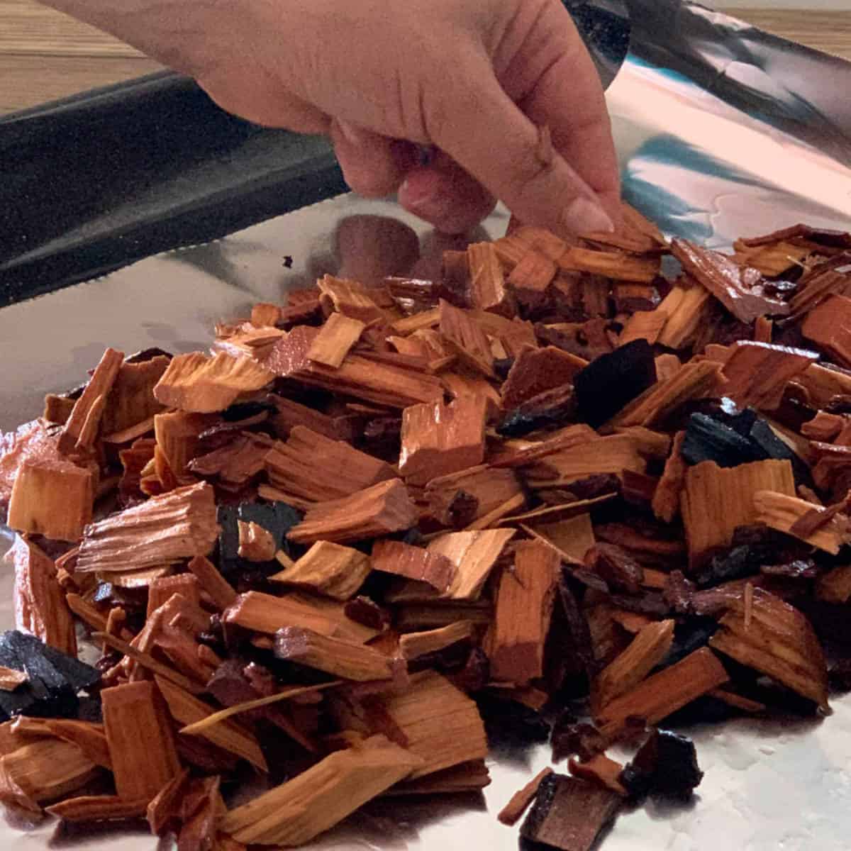 Preparing wood chips.