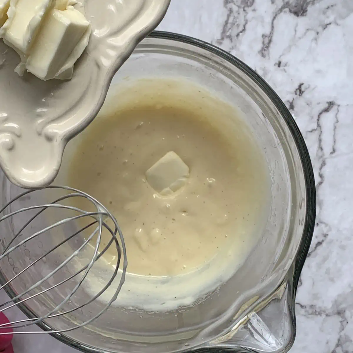 Making the crème mousseline.