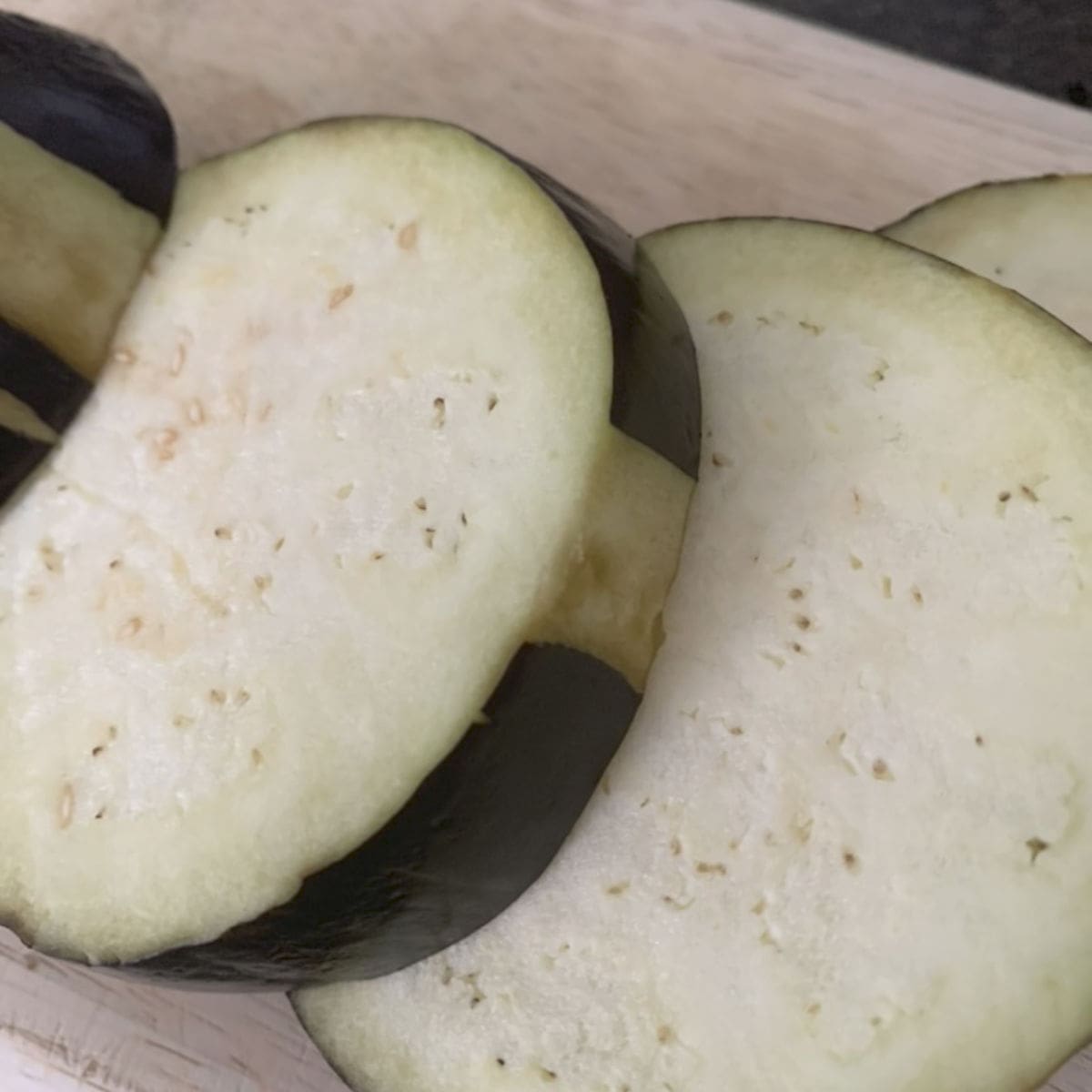 Cutting eggplants for the stew.