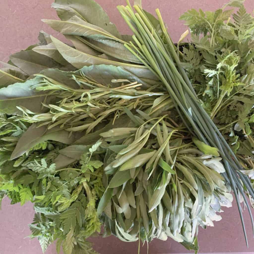 Mixed green vegetables.