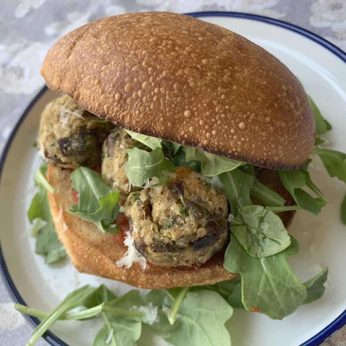 Eggplant ball sandwich.
