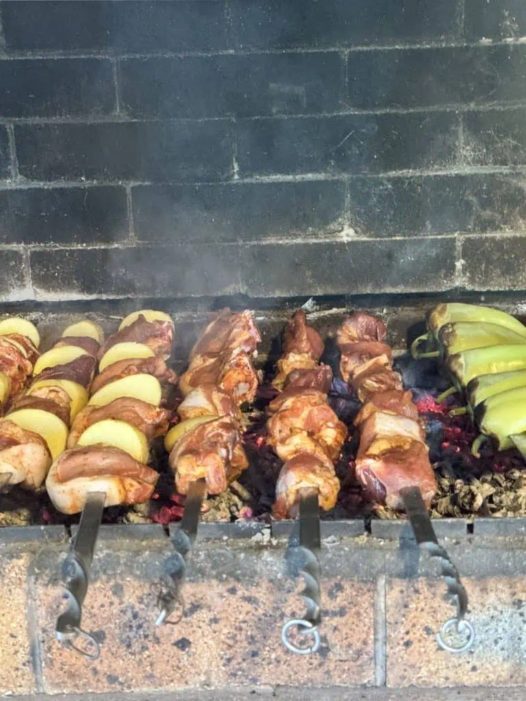 Armenian barbecue on a wood burning grill.