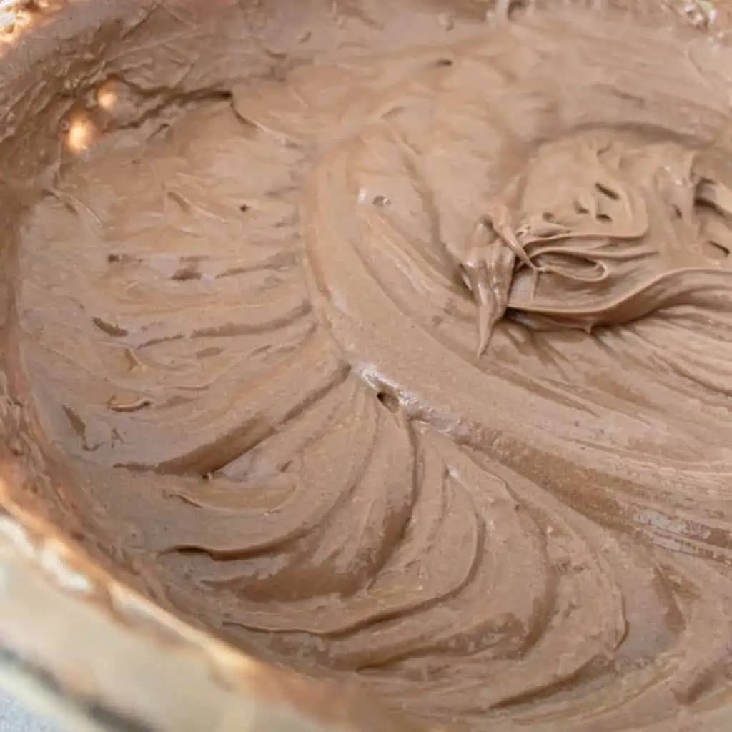 Close-up shot of the chocolate buttercream.