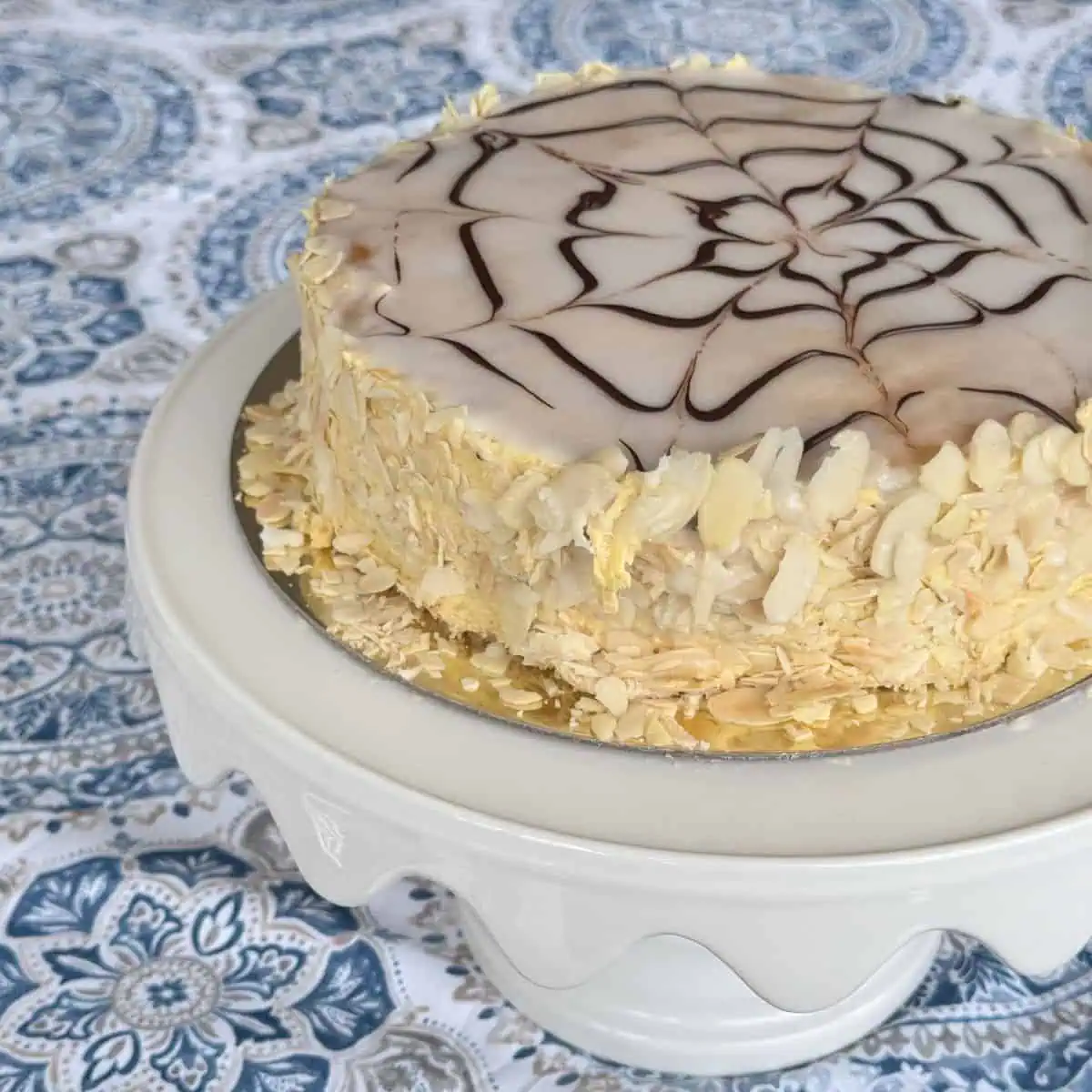 Esterházy Torte with a spider web design.