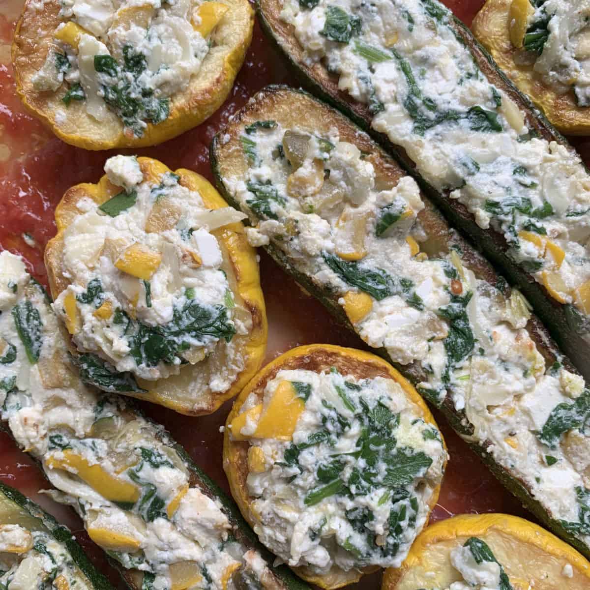 The pattypan zucchini ready to be baked.