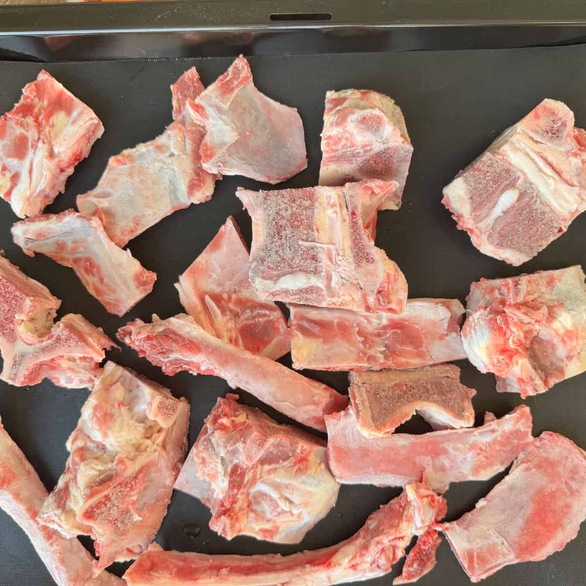 Bones on a roasting pan.