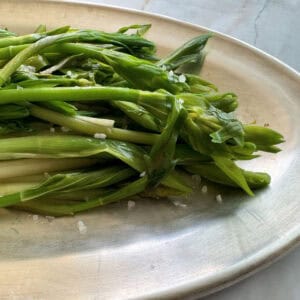 Solomon seal salad in a silver dish.