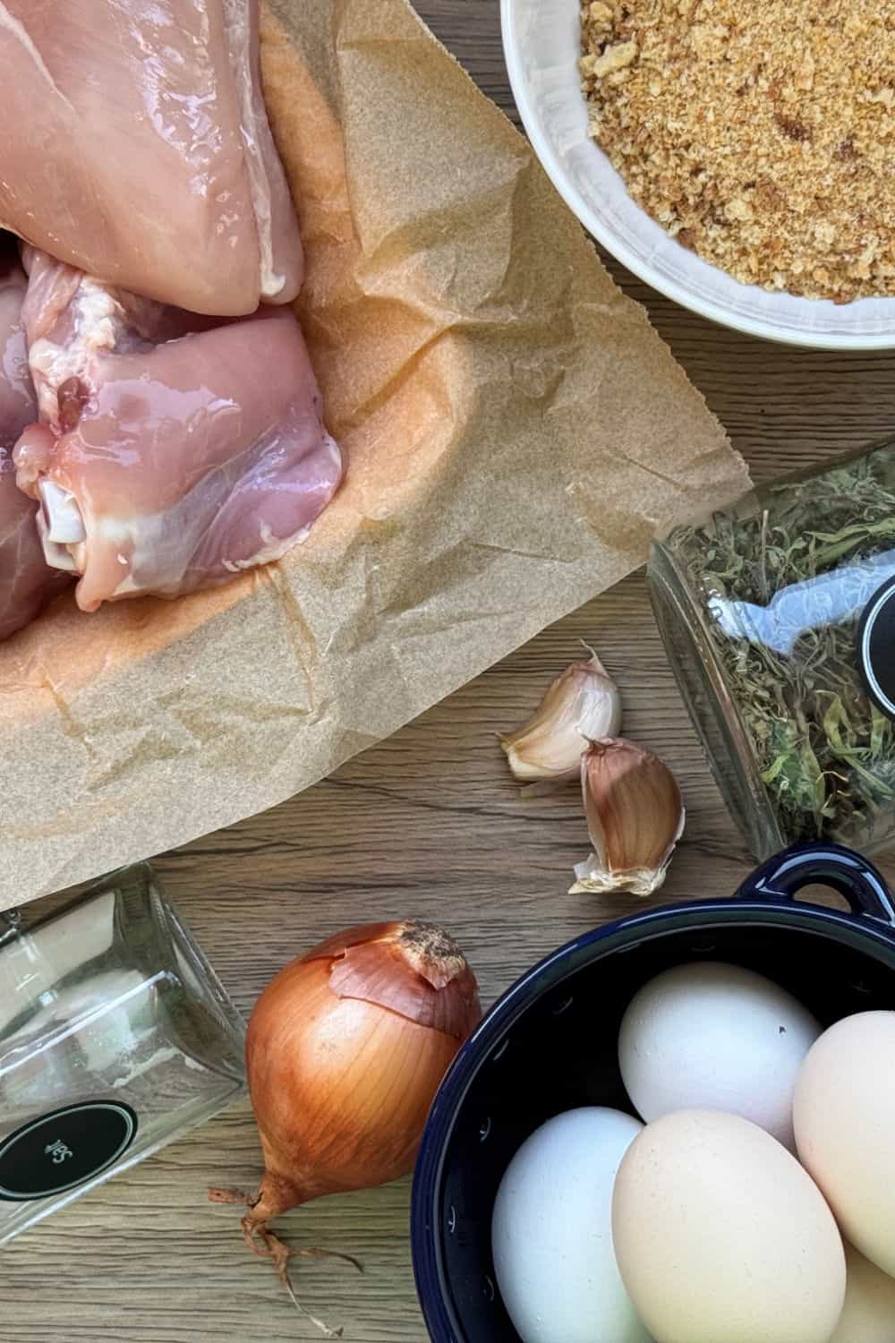 The ingredients picture for chicken Kiev.