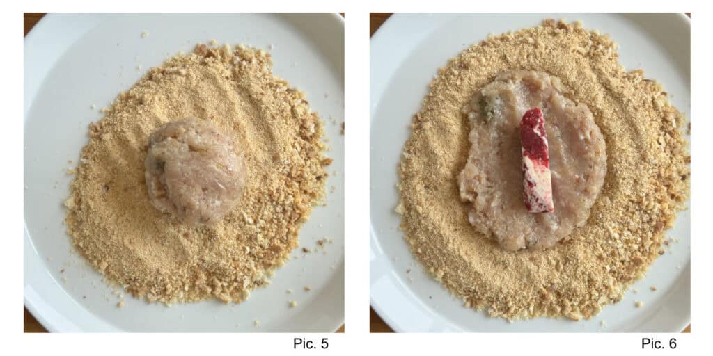Close-up steps on how to form the kotlets.