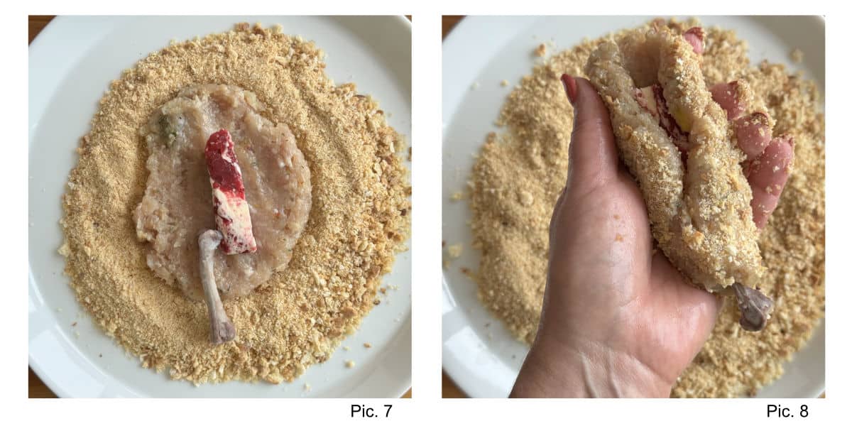 Close-up steps on how to form the kotlets.