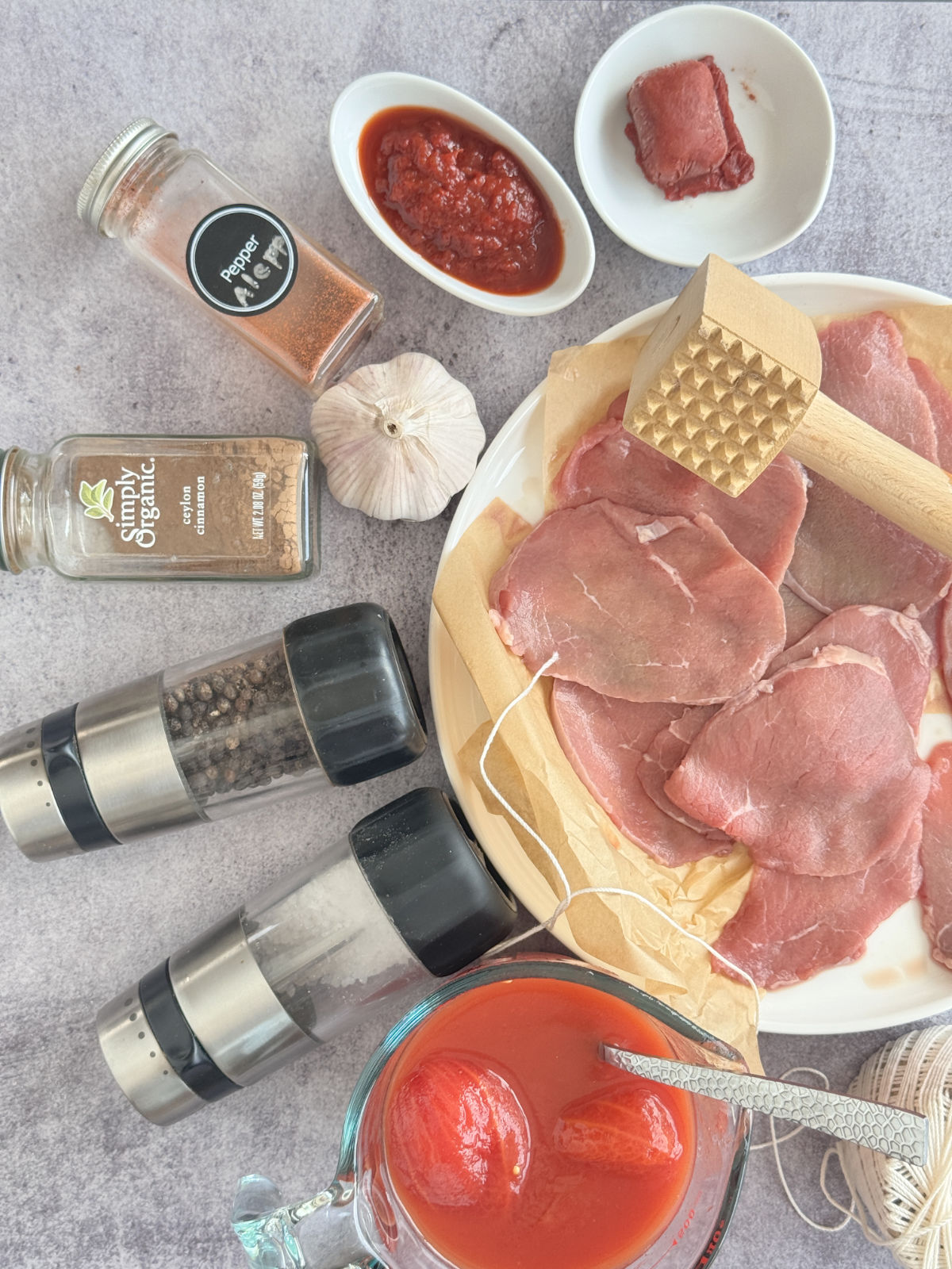 Ingredients for making Armenian roasto, roast beef.