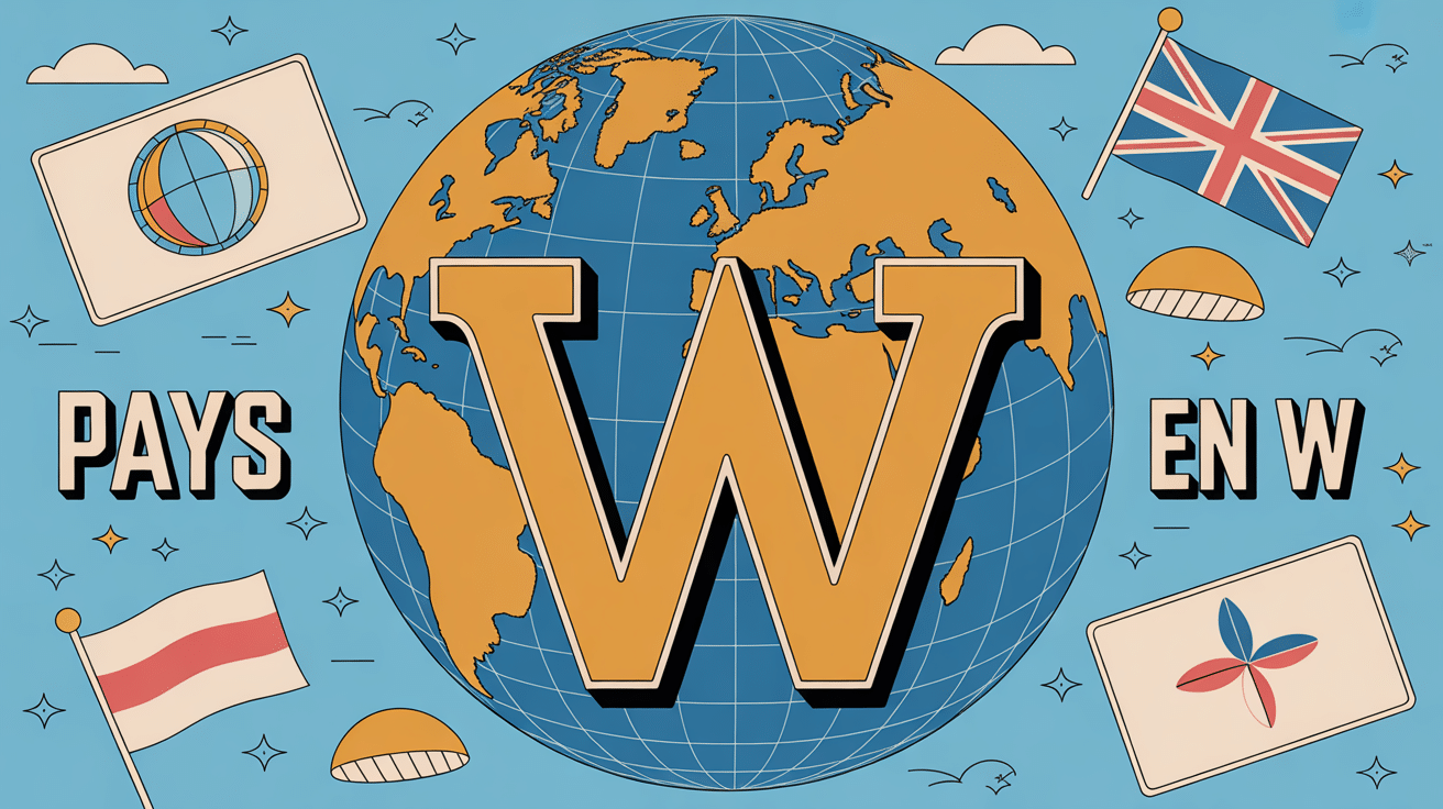 Globe terrestre avec lettre W géante pour pays en W