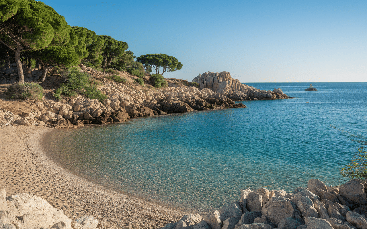 Plages et criques calmes du cap taillat avec sable et rochers