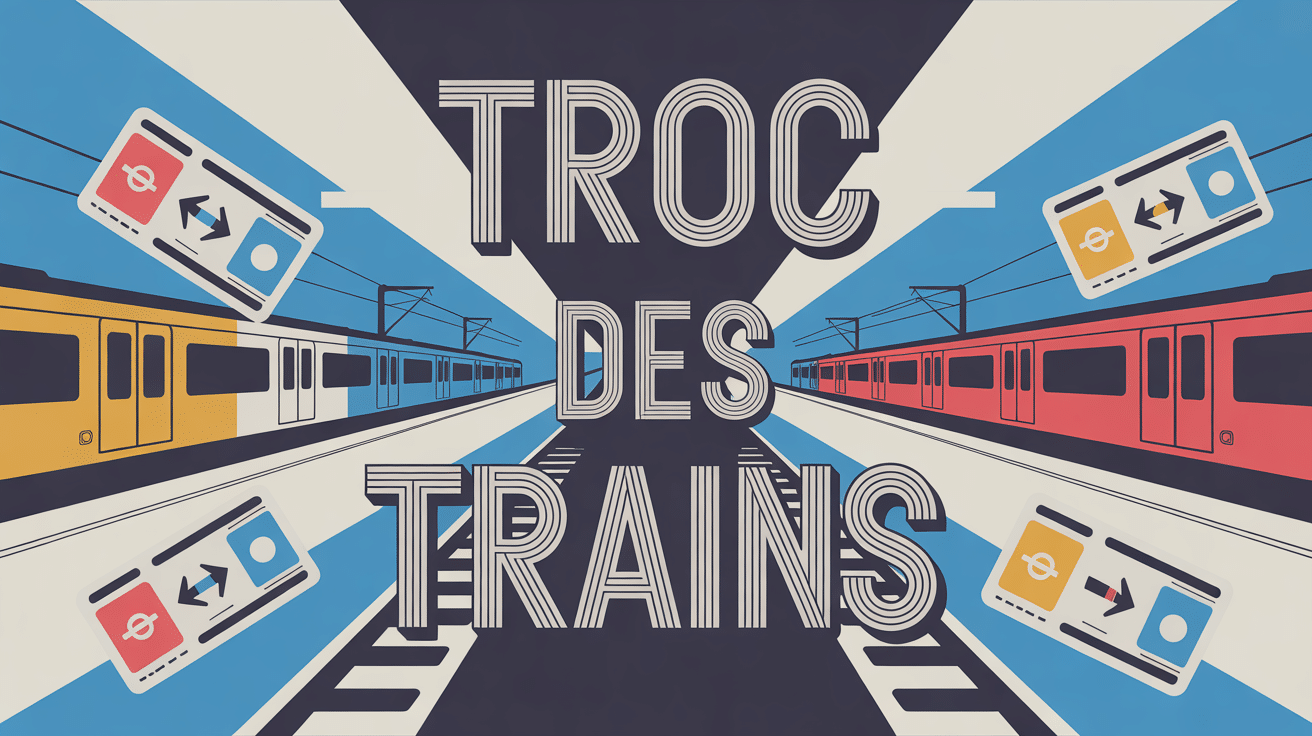 Illustration gare stylisée troc des trains