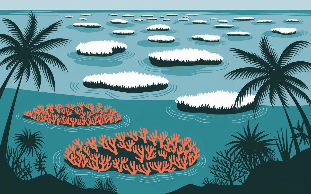 Lagon immense et motus corail Rangiroa Tuamotu