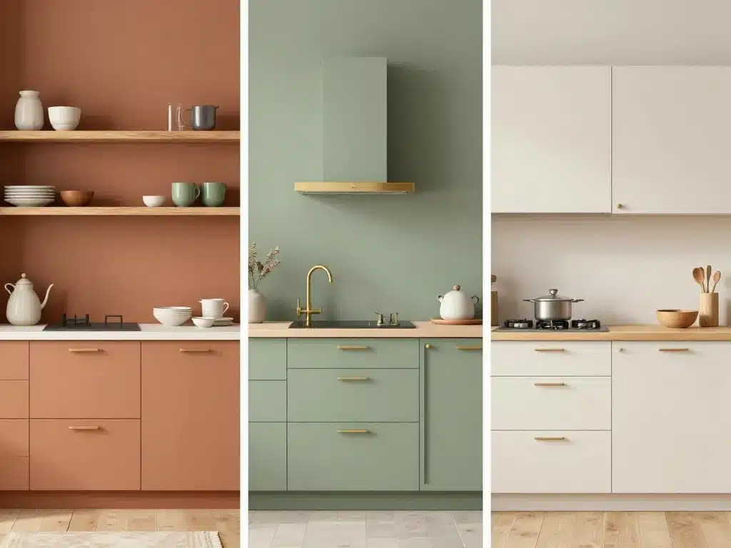 vignettes cuisines 3D couleur tendance pour cuisine terracotta vert blanc bois