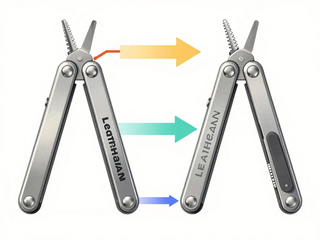 Diagramme technique Leatherman détails mécaniques