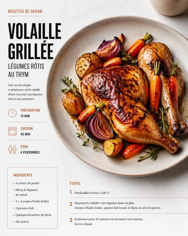 Marinade signature pour volailles et légumes grillés, assaisonnement culinaire