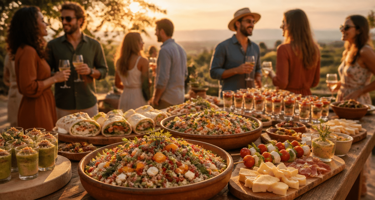 repas froid entre amis buffet extérieur