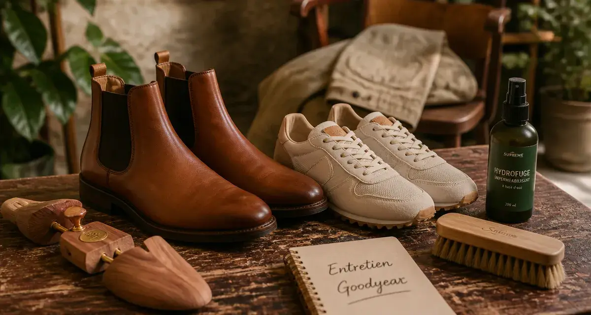 Chaussure homme tendance 2025 : Chelsea cognac et sneaker crème, cuir et suède