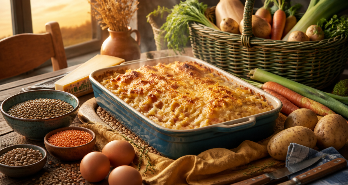 recette facile pas cher gratin coquillettes jambon comte