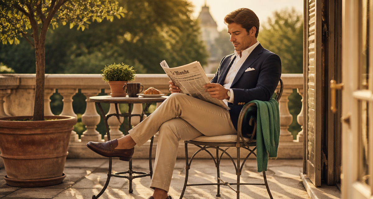 style bcbg homme blazer marine terrasse