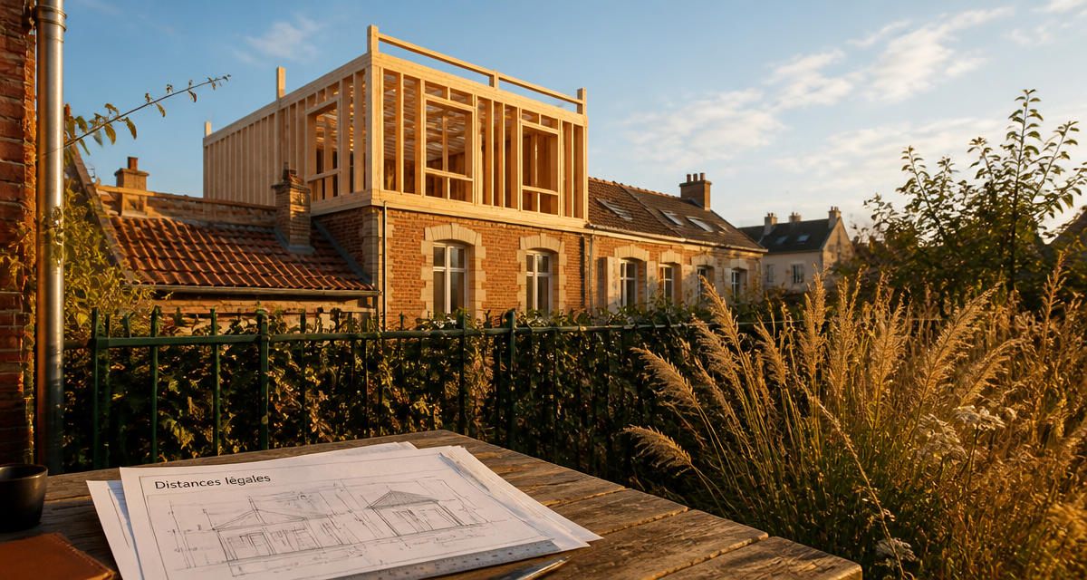Surélévation maison et voisinage, nouvel étage et plans distances légales