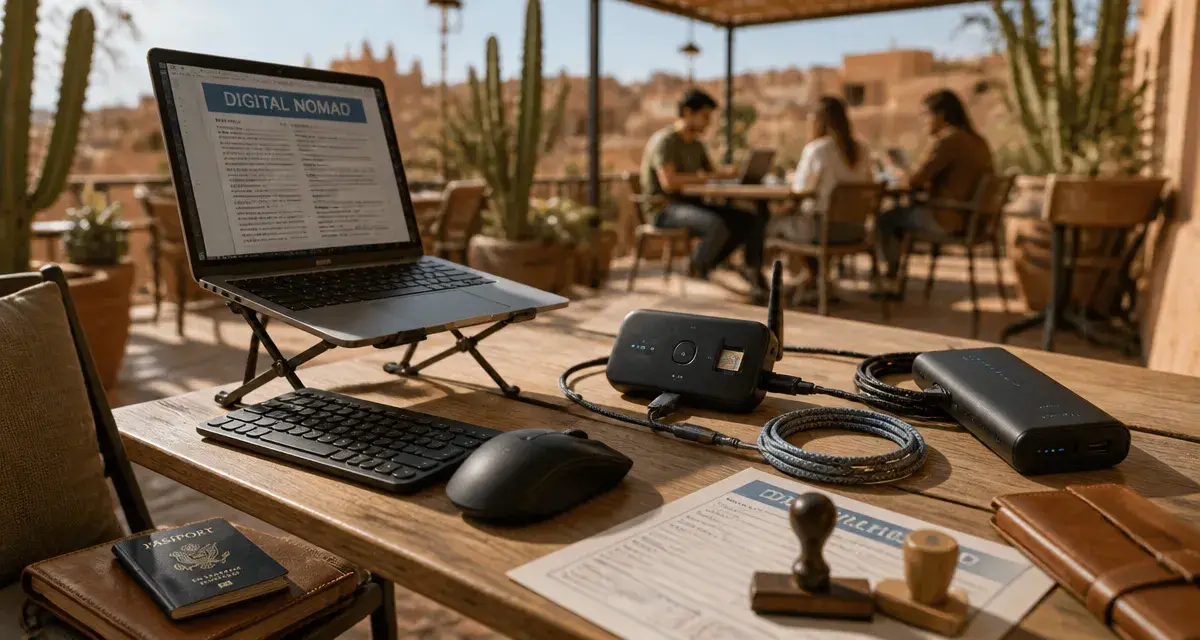 Travail nomade au Brésil : ordinateur et routeur pour connexion portable