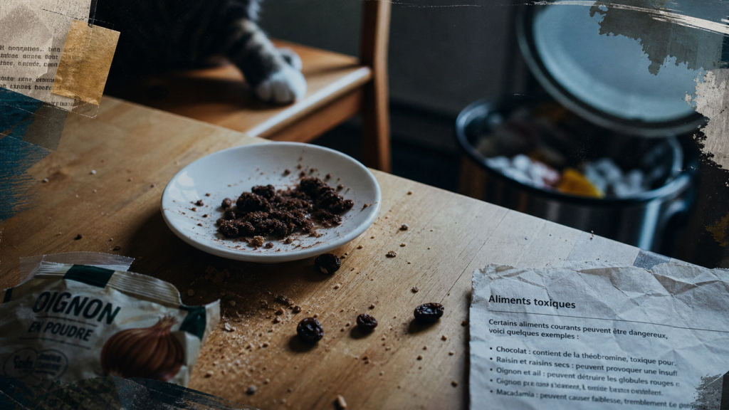 Quels aliments sont toxiques pour les chats ? Chocolat noir, raisin, ail et réflexes d’urgence