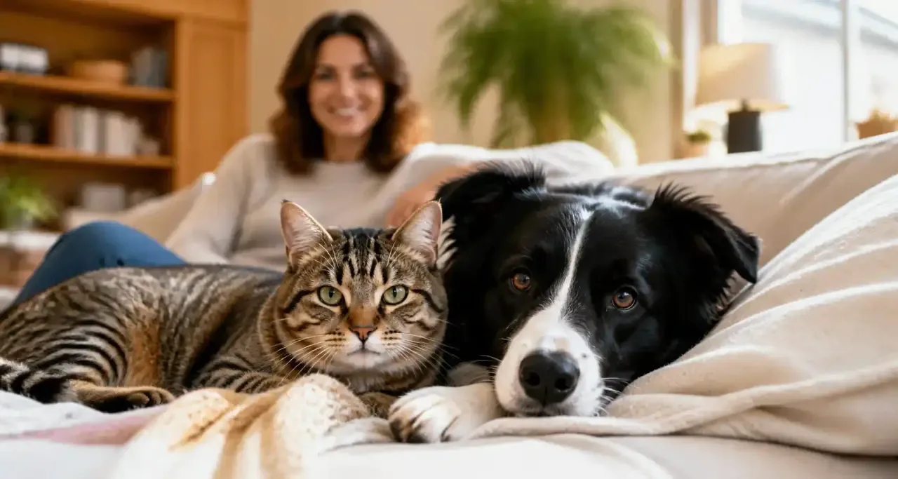 Chien et chat à la maison