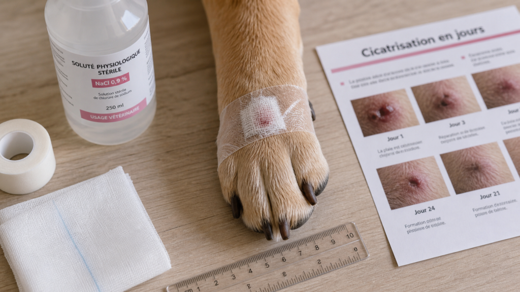 Temps de cicatrisation d’une plaie chez le chien : 7 à 14 jours, et quand s’inquiéter ?