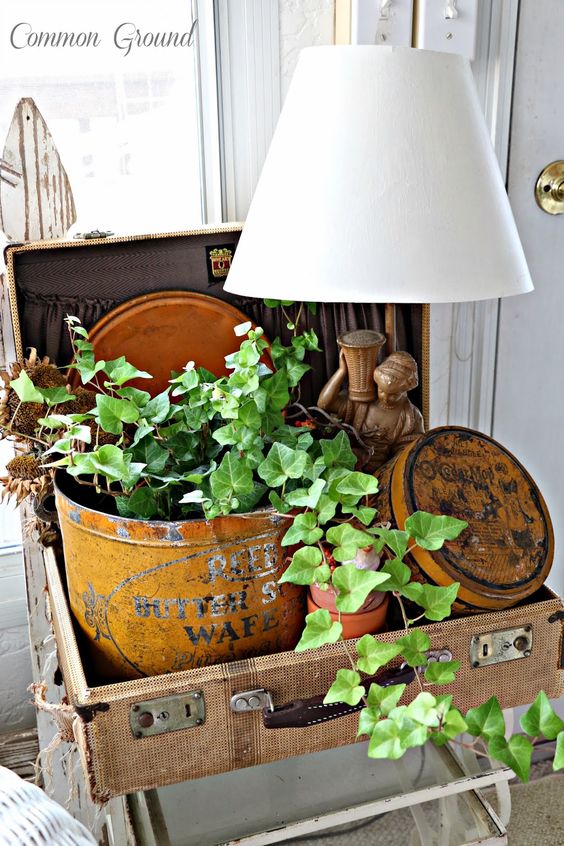 decorating with a vintage suitcase