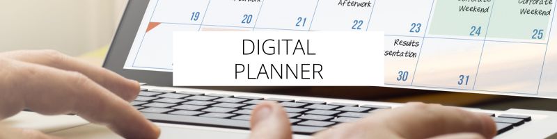 computer screen with a calendar app on it for a type of planner post