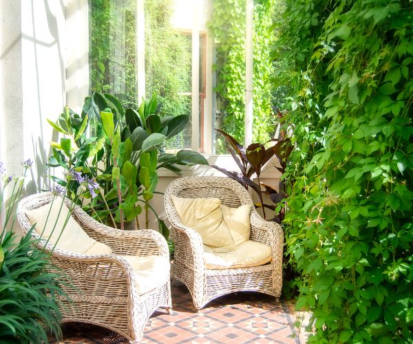 cozy seating area in a garden