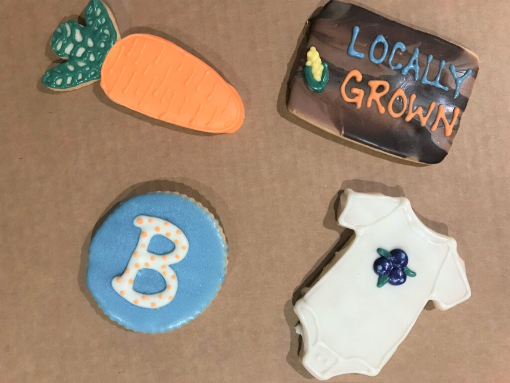 Garden themed baby shower cookies