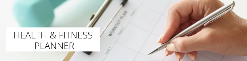 header image for a health and fitness section for types of planners
