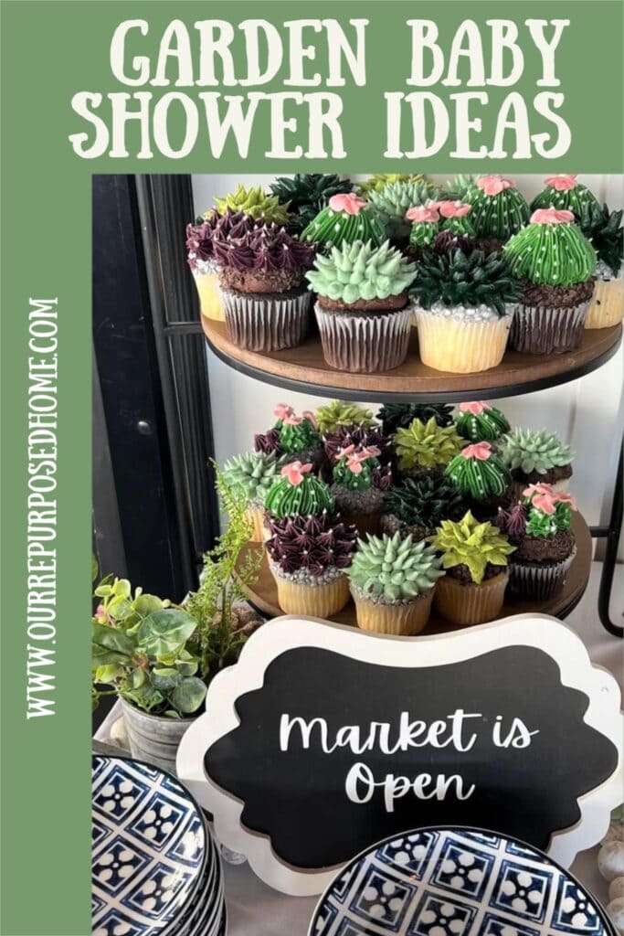succulent cupcakes for a garden themed baby shower