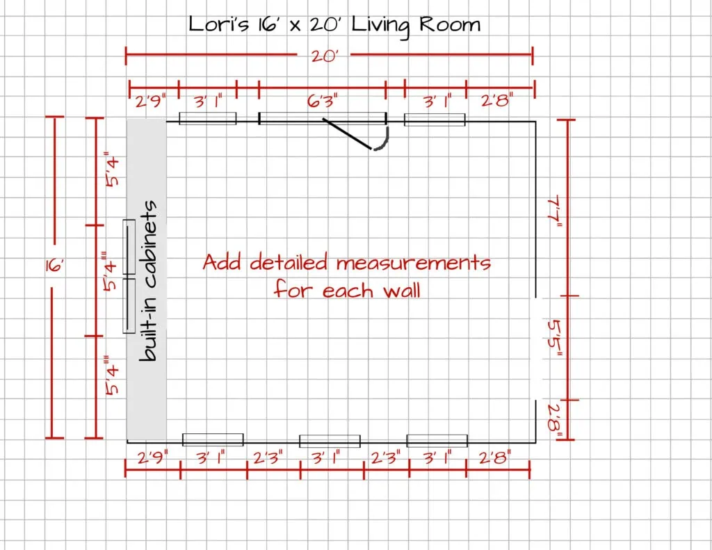 recorded measurements on a floor plan